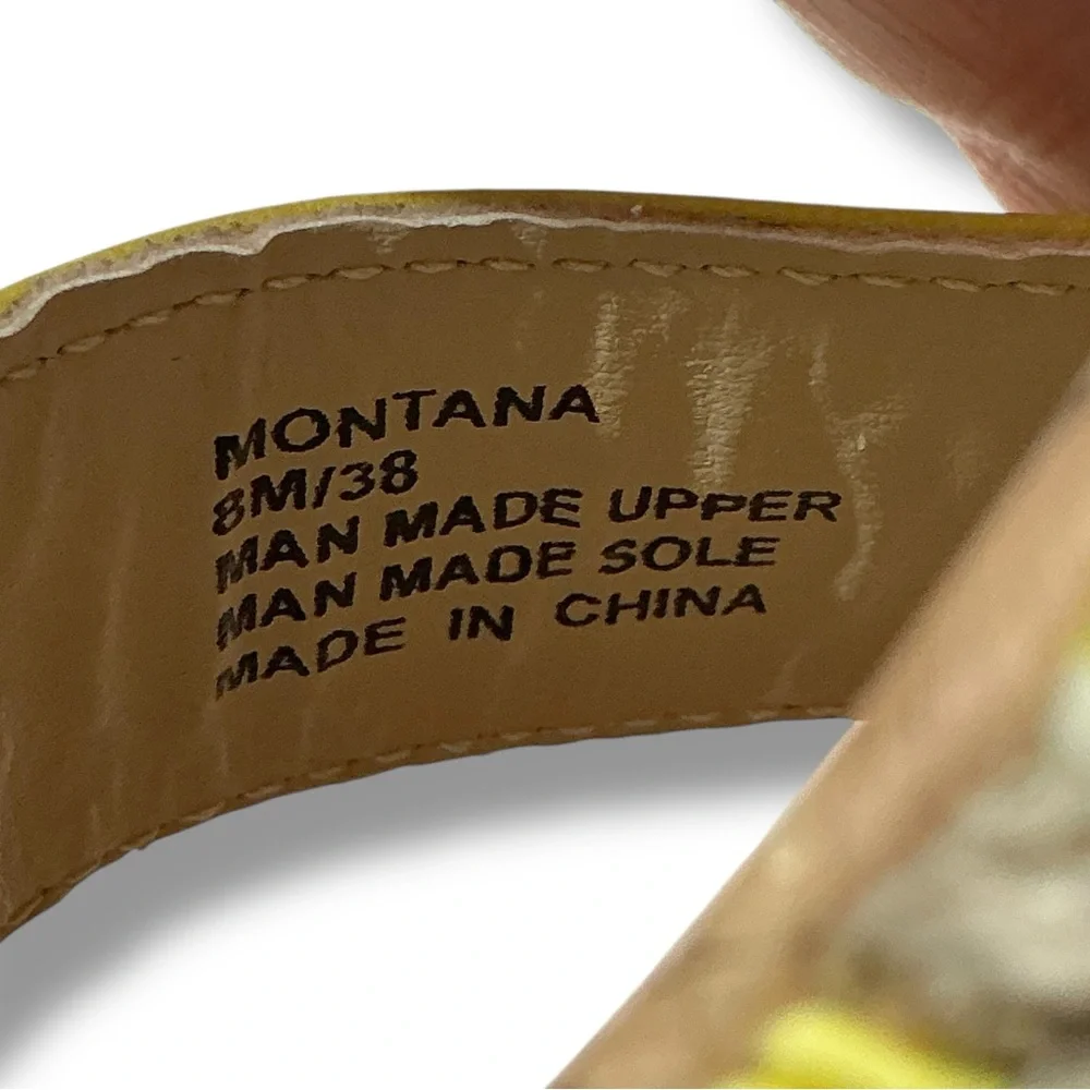 Me Too Yellow Montana Cork Wedge Sandals